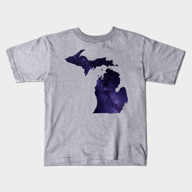 Michigan Galaxy (purple) Kids T-Shirt by UnderwaterSky